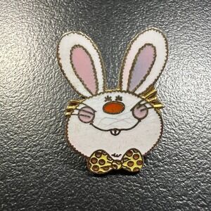Vintage‎ Bunny Enamel Tie Tack Gold Tone Rabbit Brooch Lapel Pin Flaw